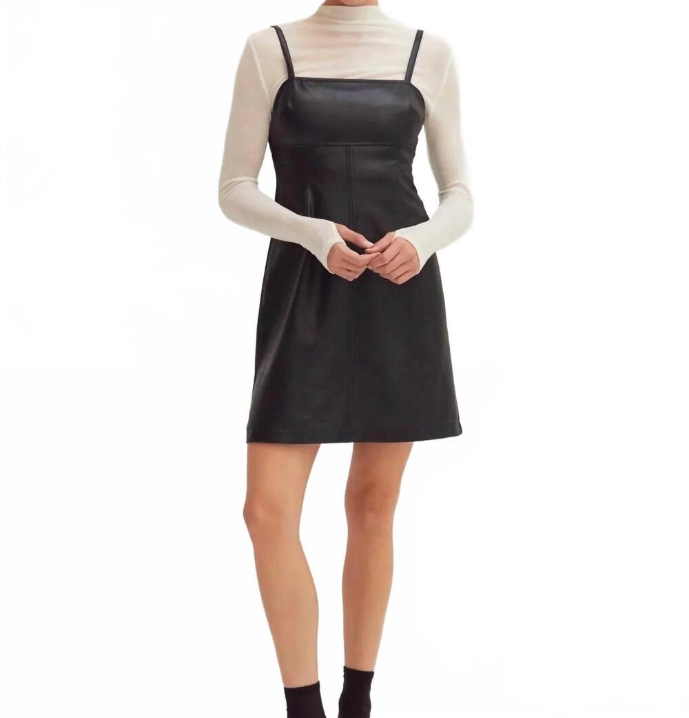 NEW CRESCENT odalis leather mini dress in black
